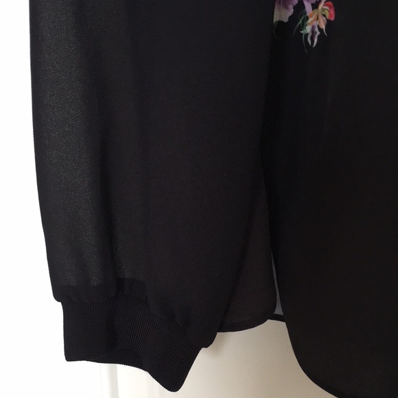 Ted Baker floral print blouse long sleeve with ribbed cuff size 1 (approx 4 US) - Picture 4 of 15